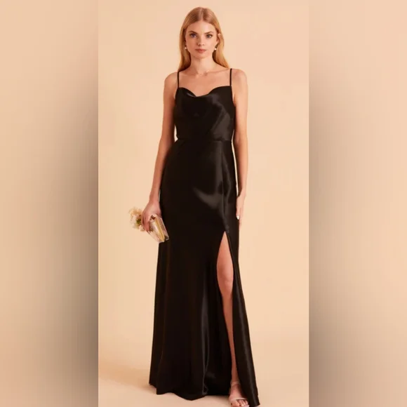 birdy grey black dress Black Bridesmaid Dress Shiny Satin Size Large